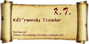 Körmendy Tivadar névjegykártya