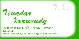 tivadar kormendy business card